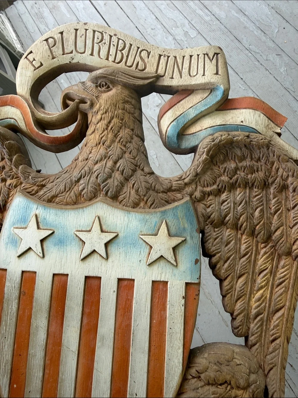 Vtg MCM Burwood Eagle Shield Wall Decor approximately 12x 18 e pluribus unium